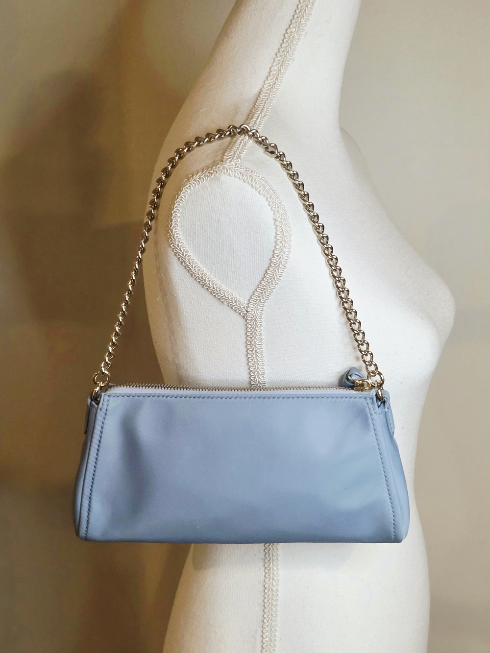 Kate Spade Convertible Crossbody Nylon Purse Baby Blue Baguette Demi Pochette - Picture 6 of 16